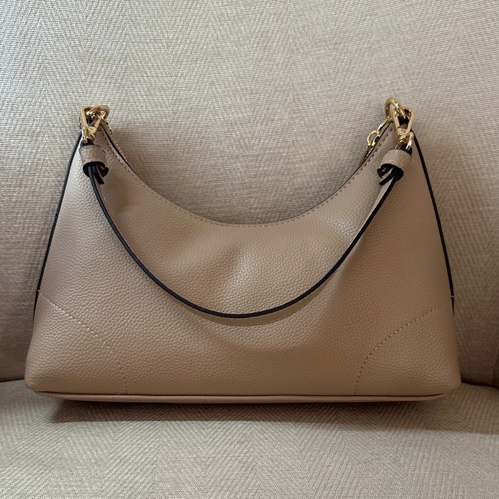 Nanette Lepore Beige Shoulder Bag with Gold Chain